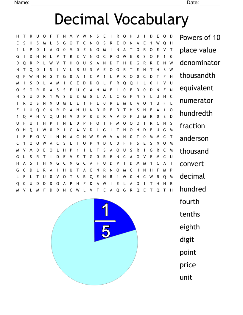 Decimal Vocabulary Word Search