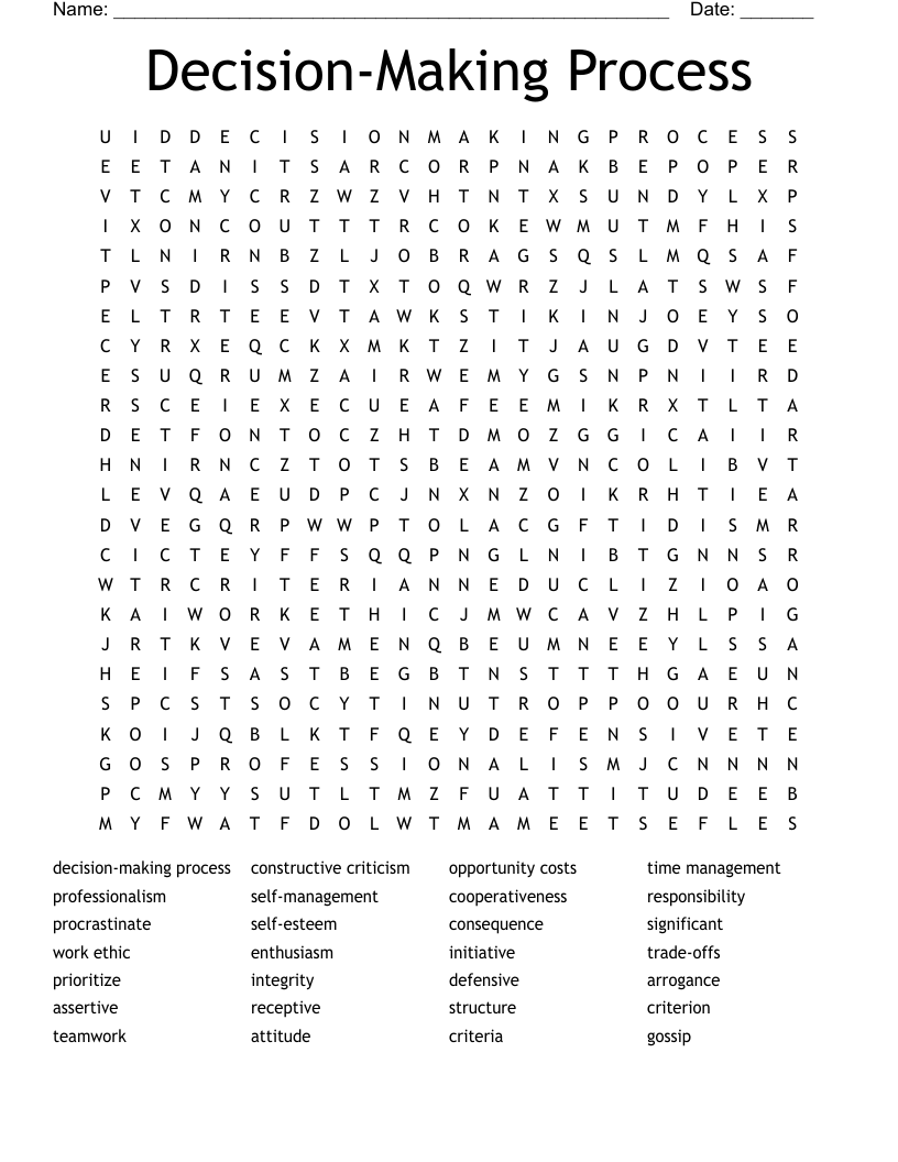 Decision-Making Process Word Search