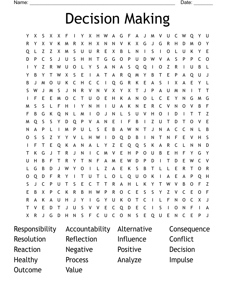 Decision Making  Word Search
