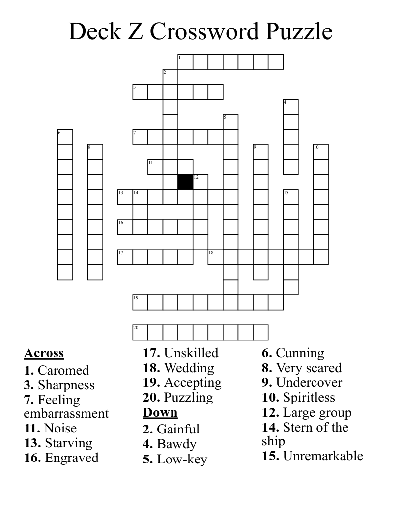 Deck Z Crossword Puzzle
