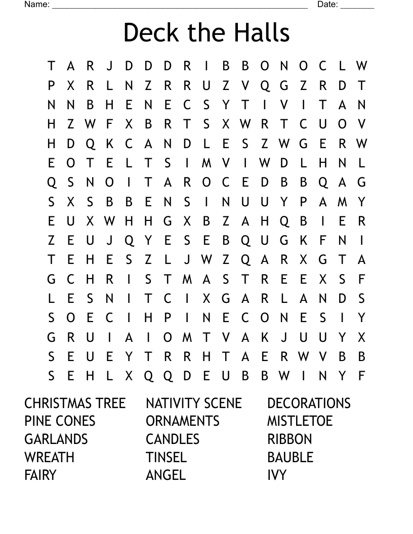 Deck the Halls Word Search