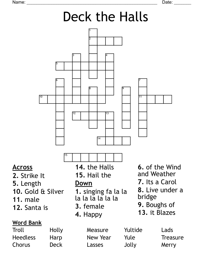 Deck the Halls Crossword