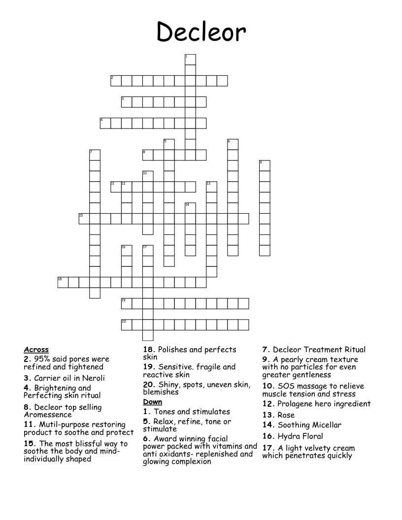 Decleor Crossword