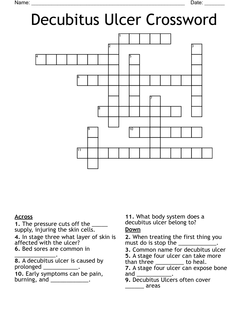 Decubitus Ulcer Crossword