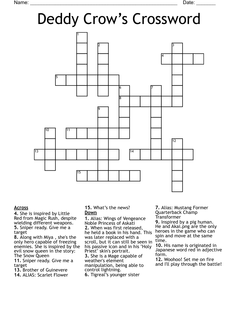 Deddy Crow’s Crossword