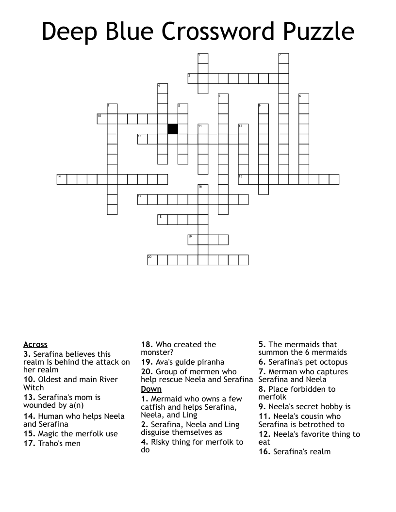 Deep Blue Crossword Puzzle
