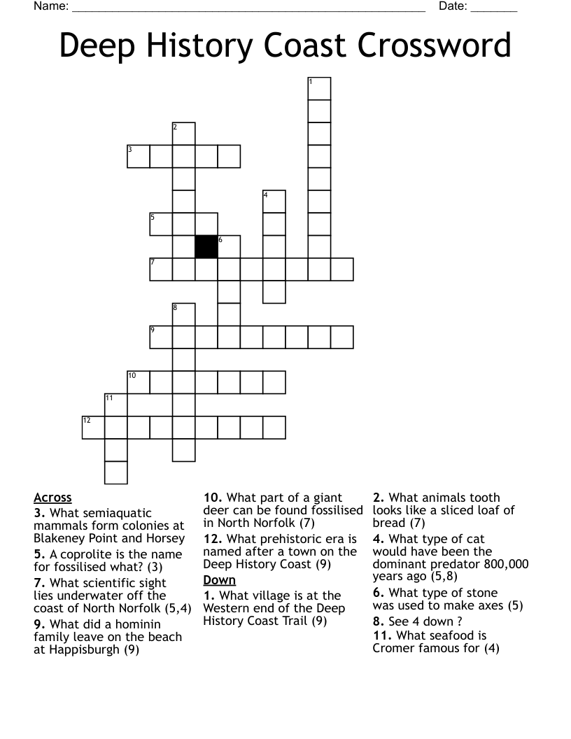 Deep History Coast Crossword