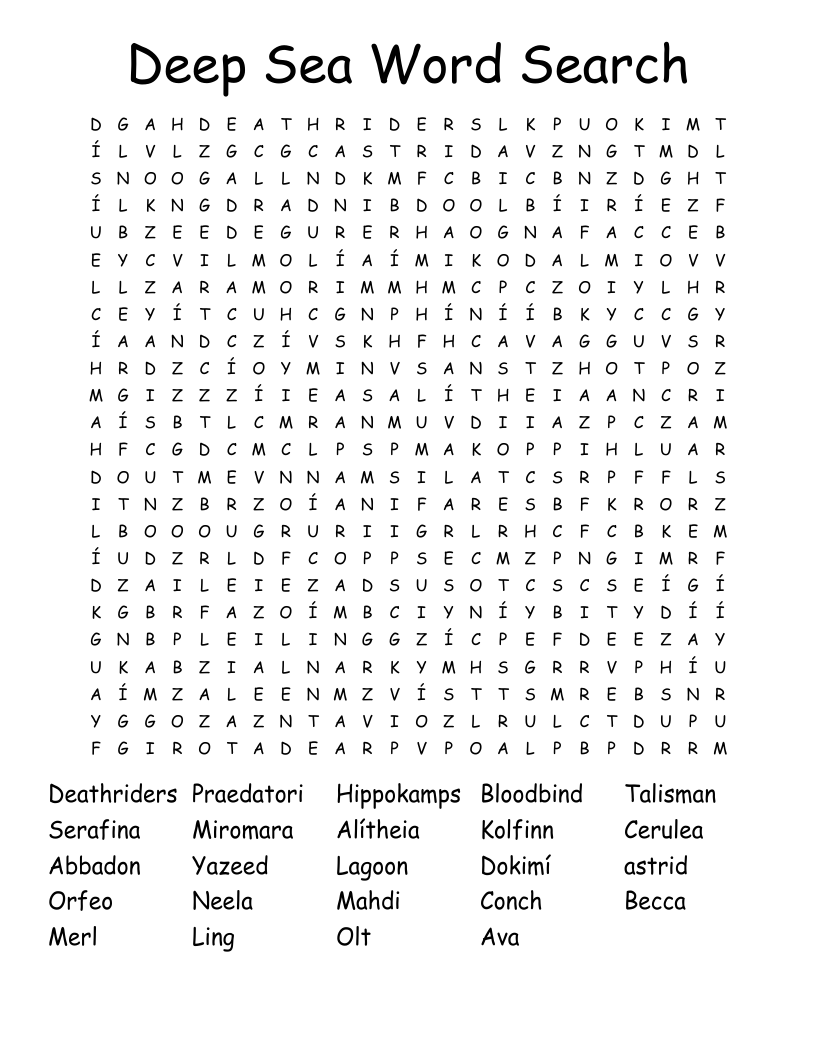 Deep Sea Word Search 