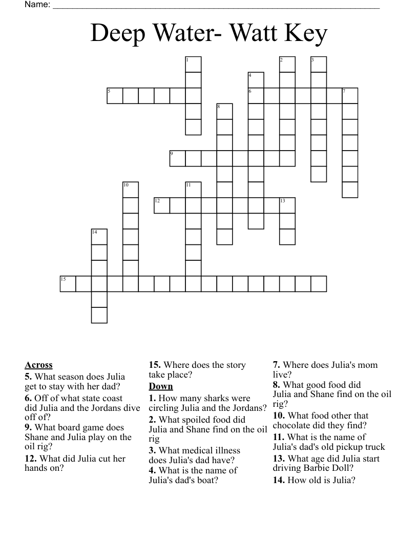 Deep Water- Watt Key Crossword