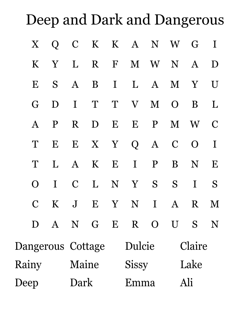 Deep and Dark and Dangerous Word Search