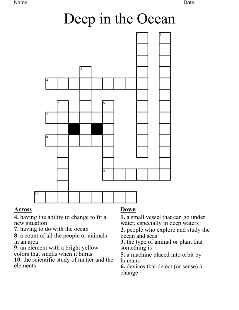 Deep in the Ocean Crossword