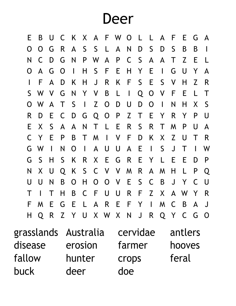 Deer Word Search