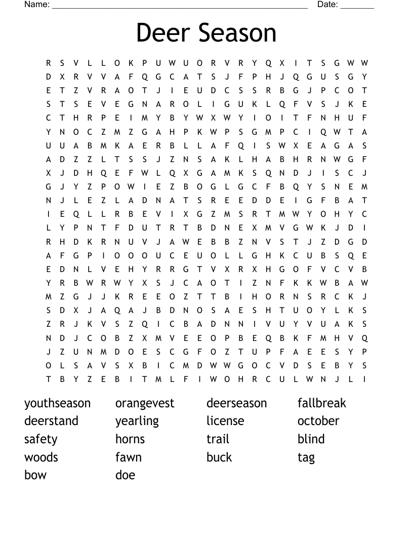 Deer Season Word Search