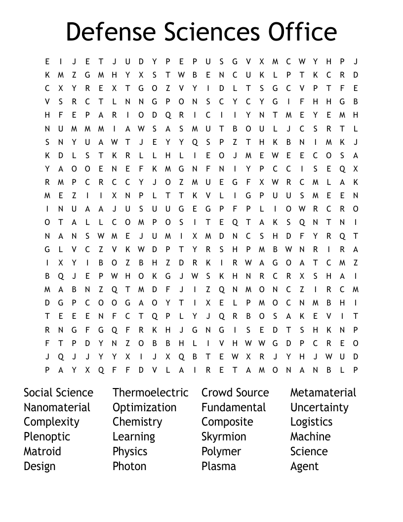 Defense Sciences Office Word Search