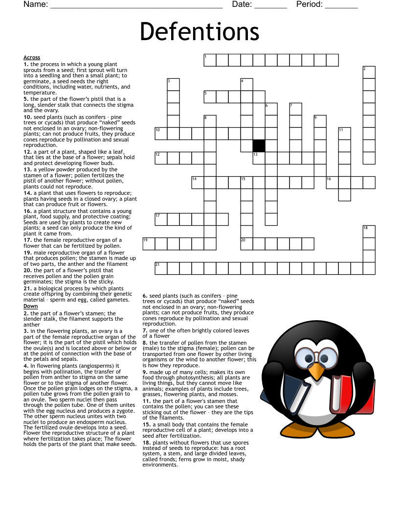Defentions  Crossword