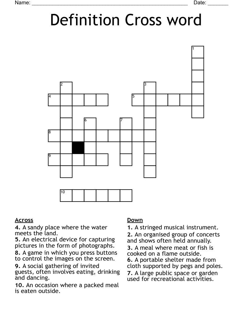 Definition Cross word