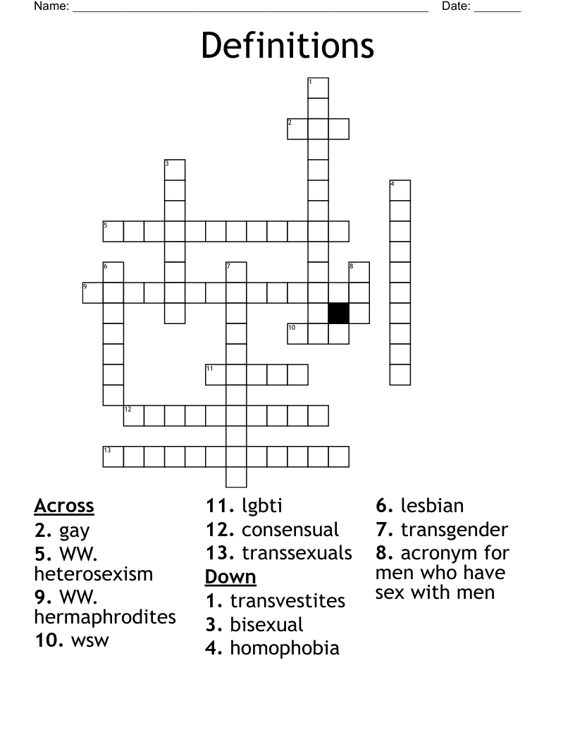 Definitions Crossword