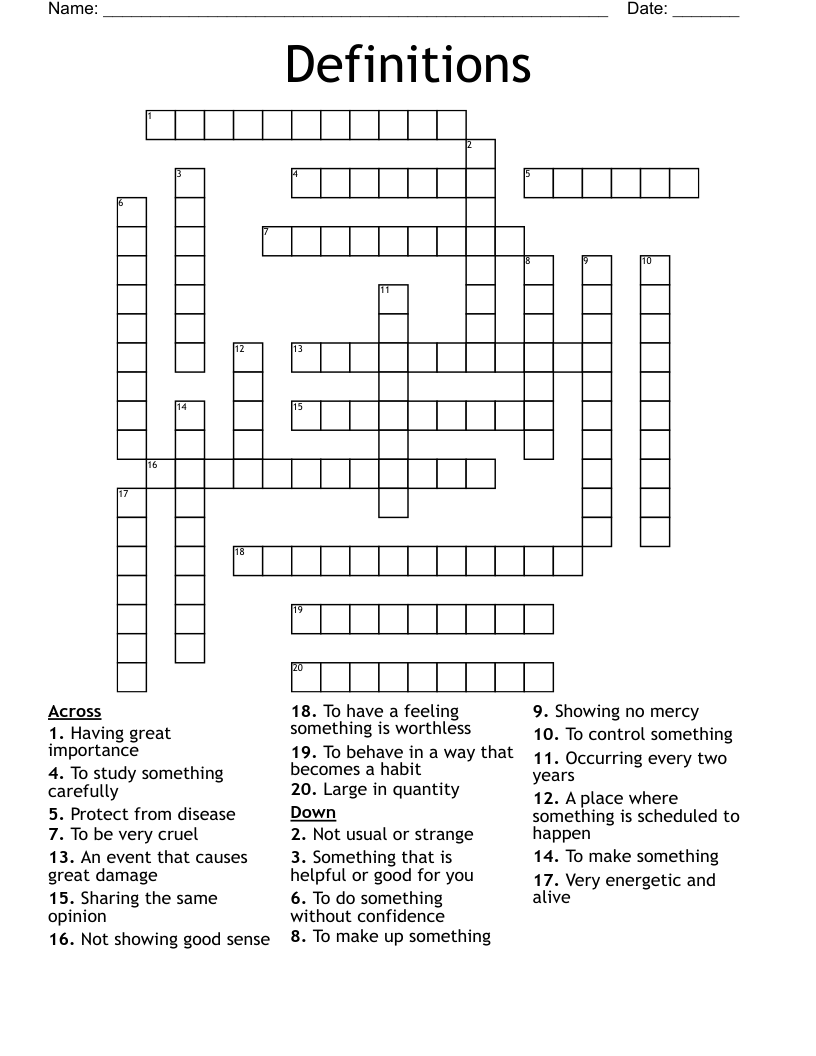 Definitions  Crossword