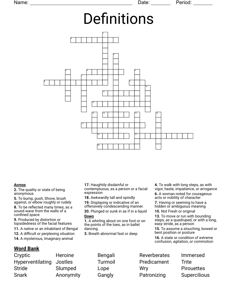 Definitions  Crossword