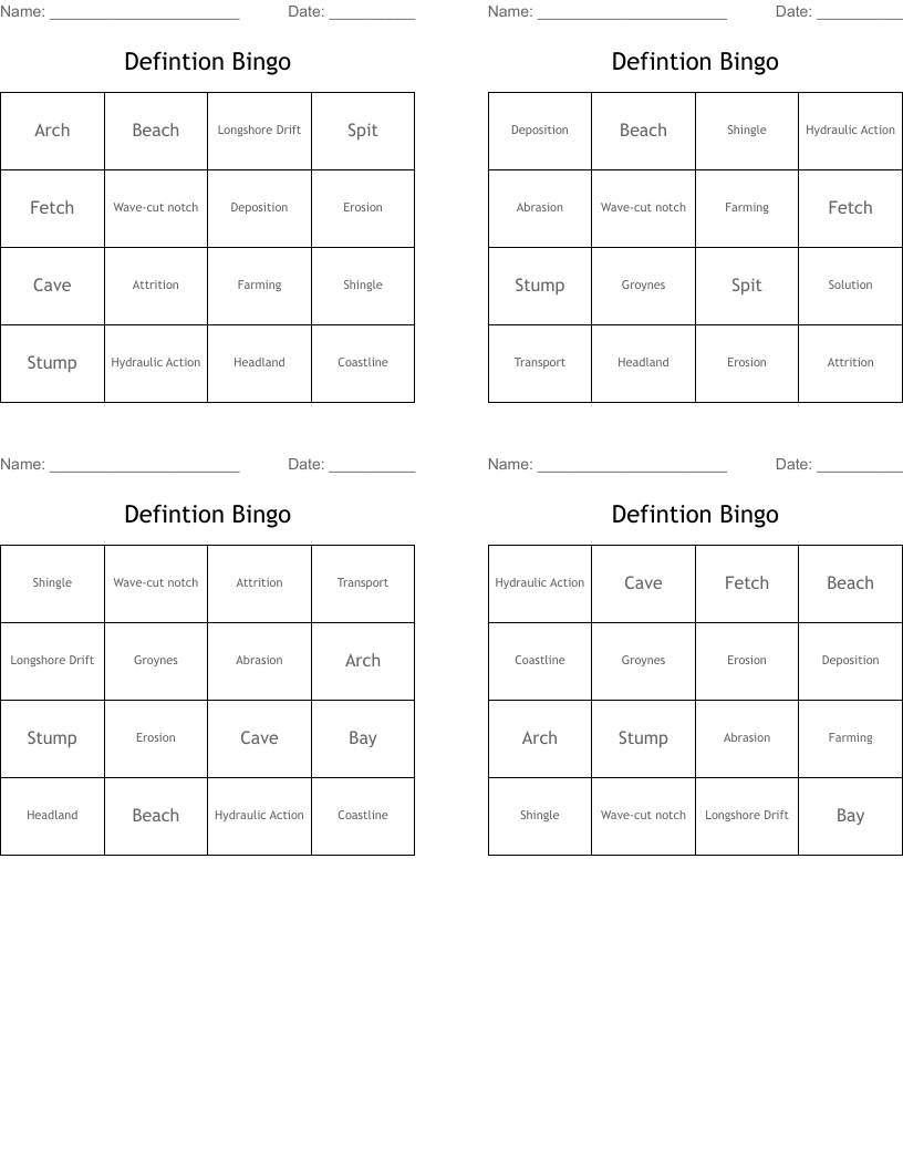 Defintion Bingo