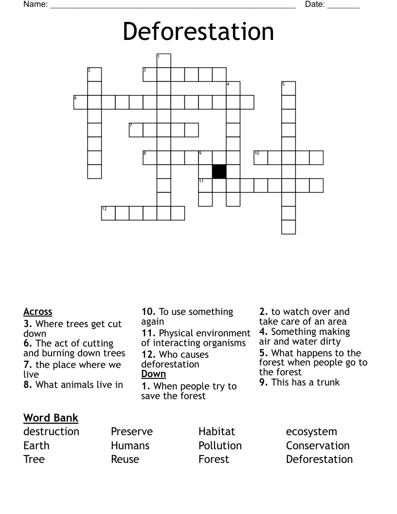 Deforestation Crossword