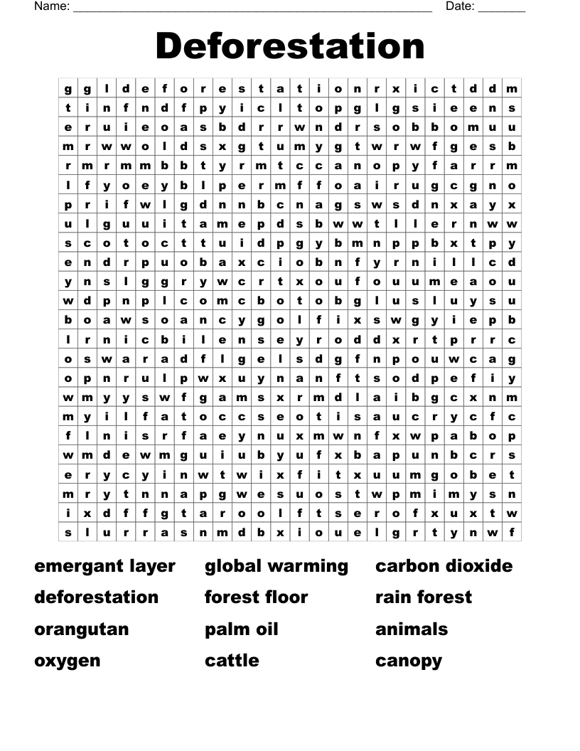 Deforestation Word Search