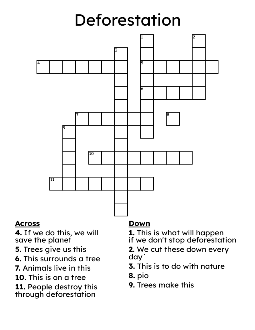 Deforestation Crossword