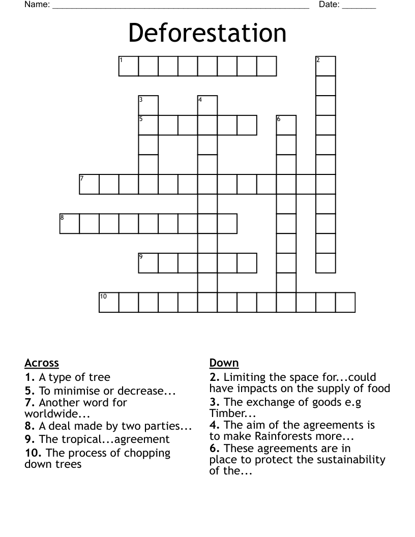 Deforestation Crossword