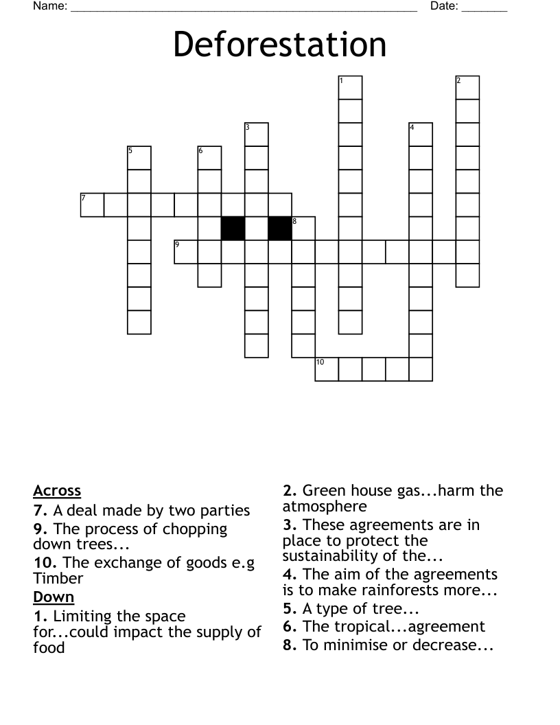 Deforestation Crossword