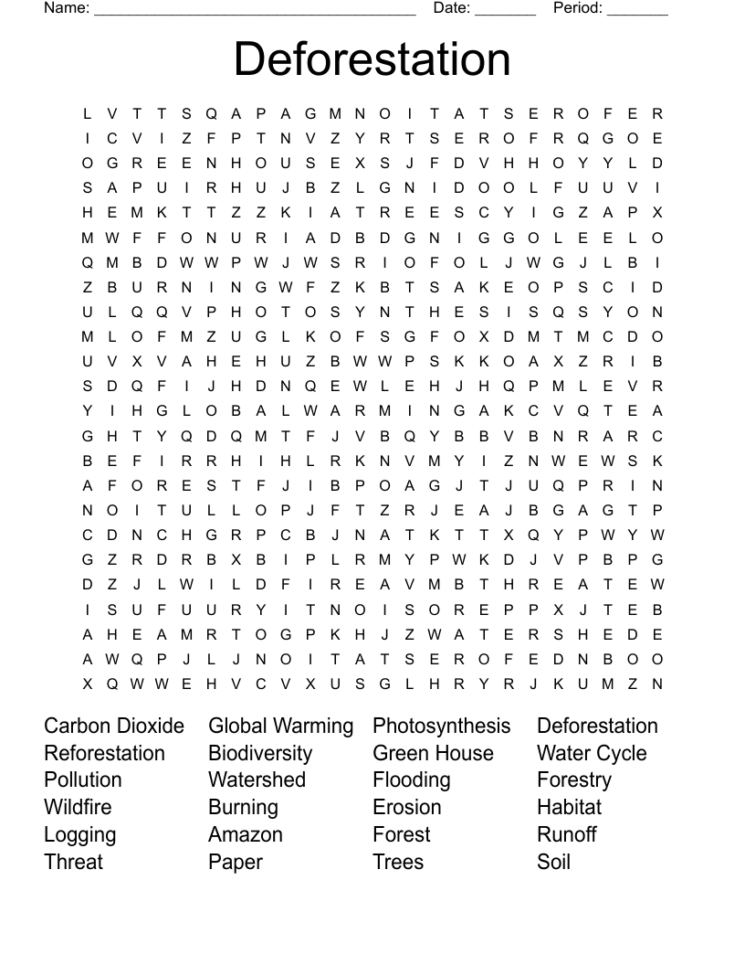 Deforestation  Word Search