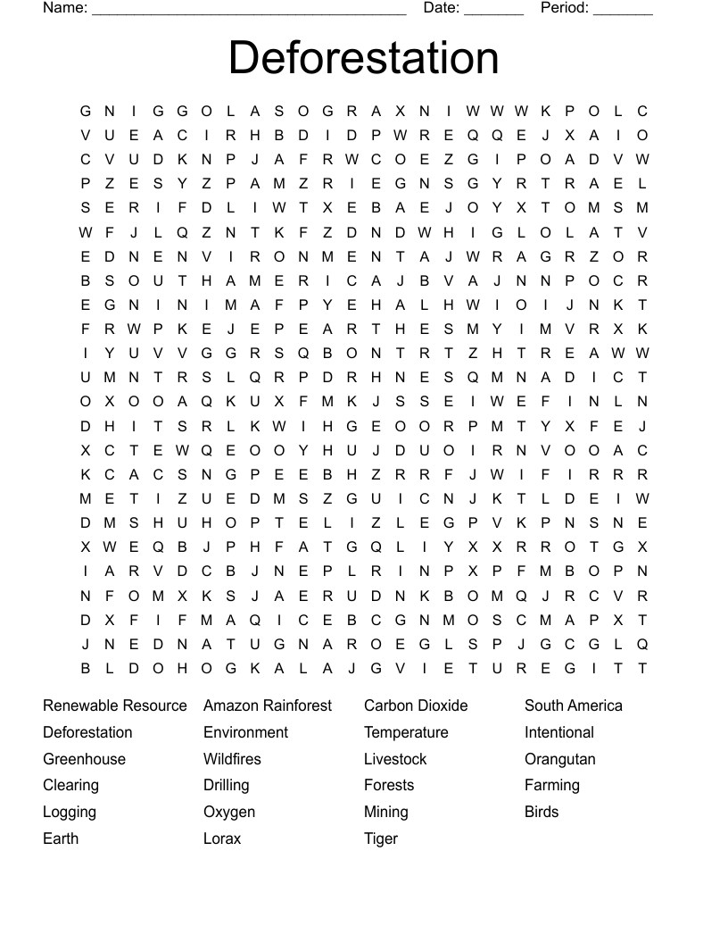 Deforestation  Word Search
