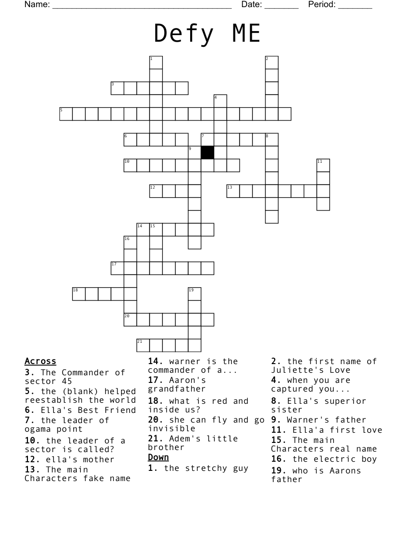 Defy ME Crossword