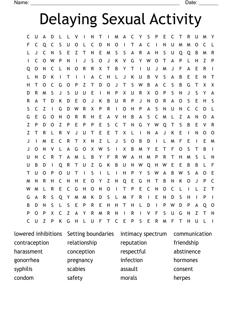 Delaying Sexual Activity Word Search