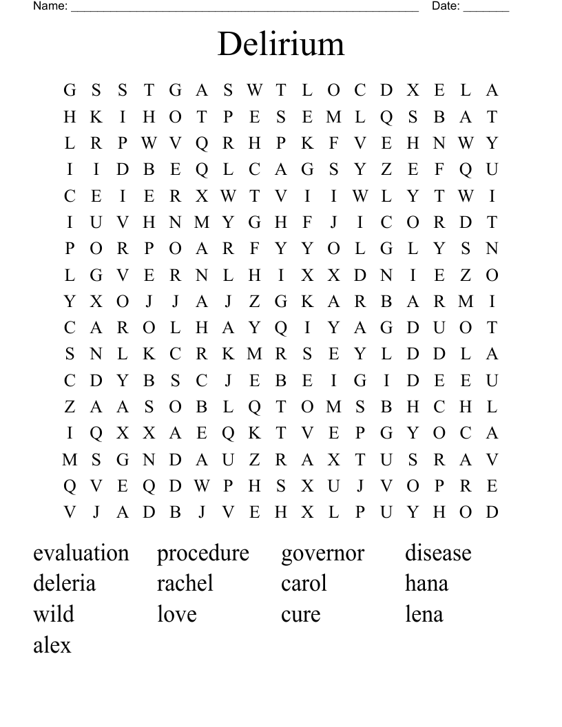 Delirium Word Search