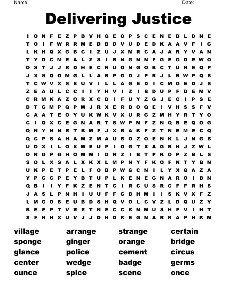 Delivering Justice Word Search