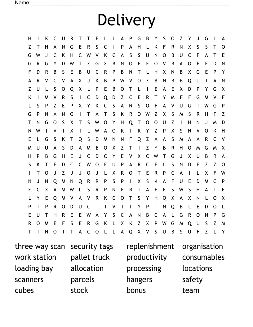 Delivery Word Search