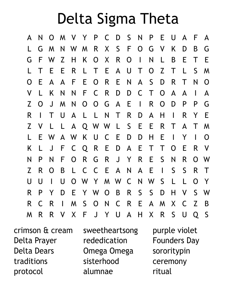 Delta Sigma Theta Word Search