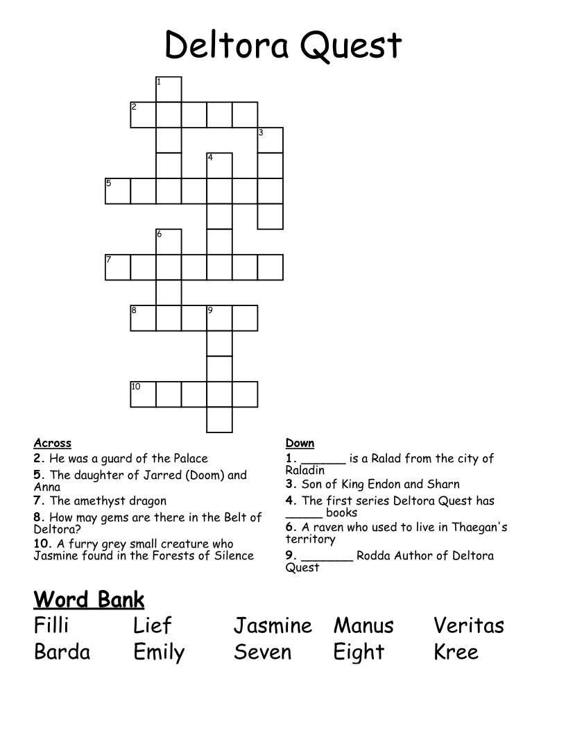 Deltora Quest Crossword