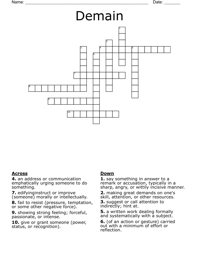 Demain Crossword