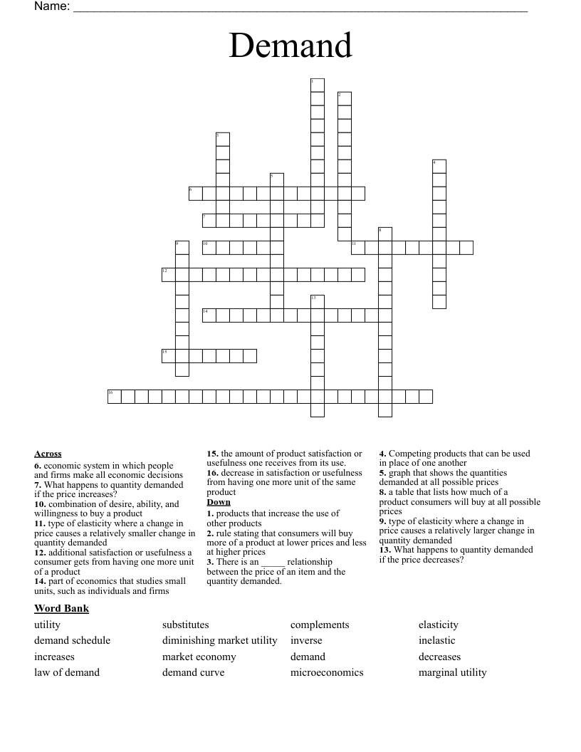 Demand Crossword