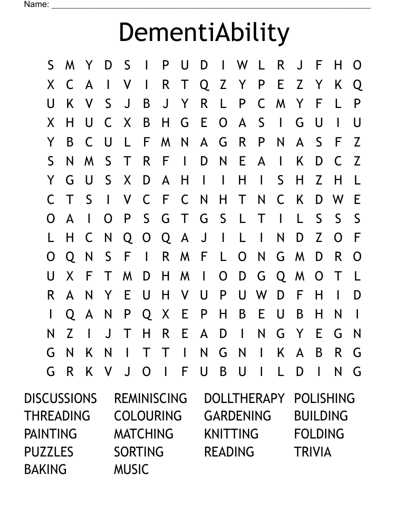 DementiAbility Word Search