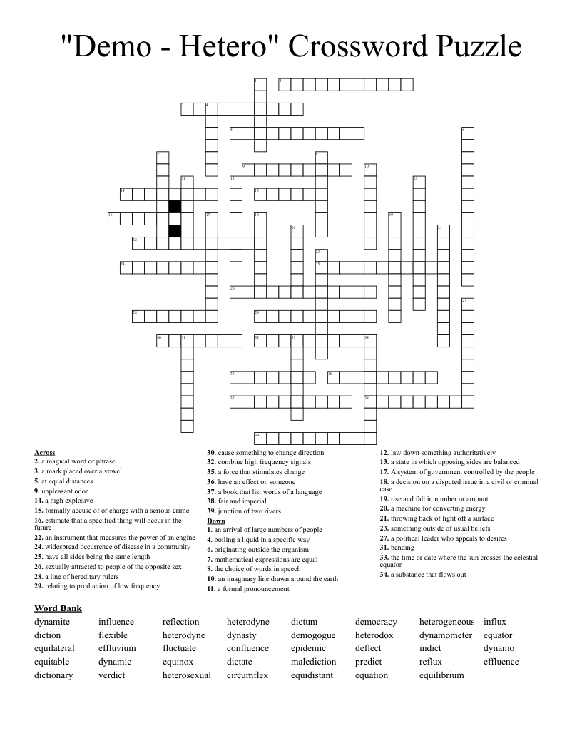 "Demo - Hetero" Crossword Puzzle