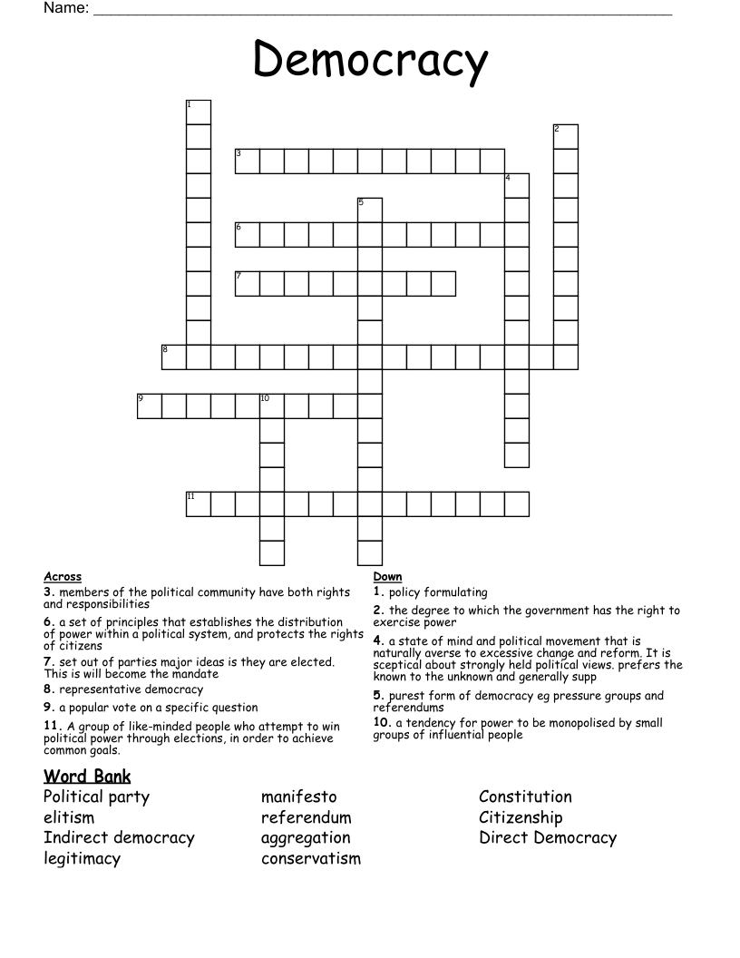 Democracy Crossword