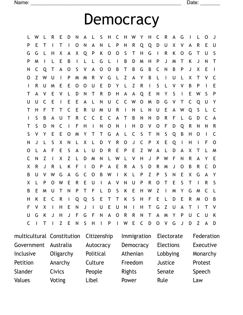 Democracy Word Search