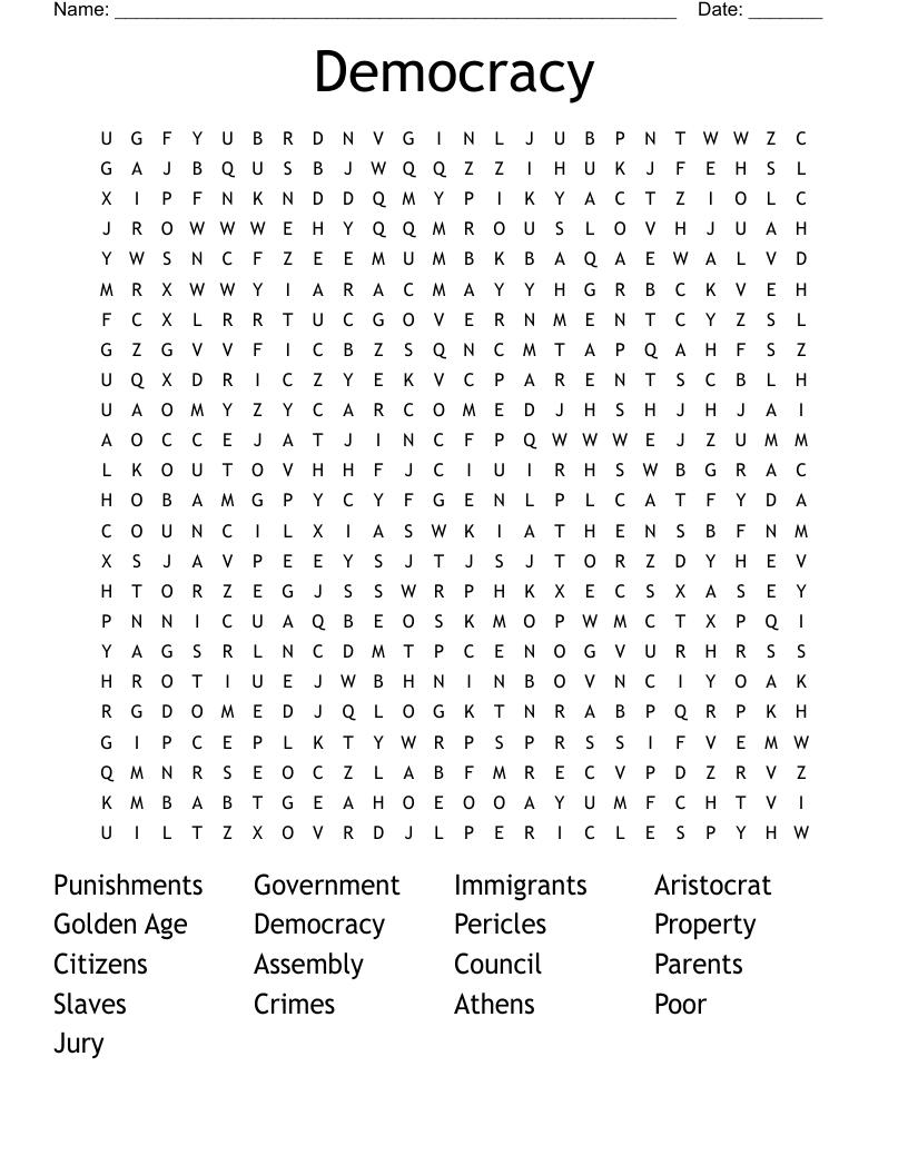 Democracy Word Search