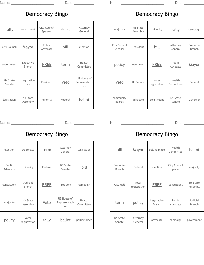 Democracy Bingo