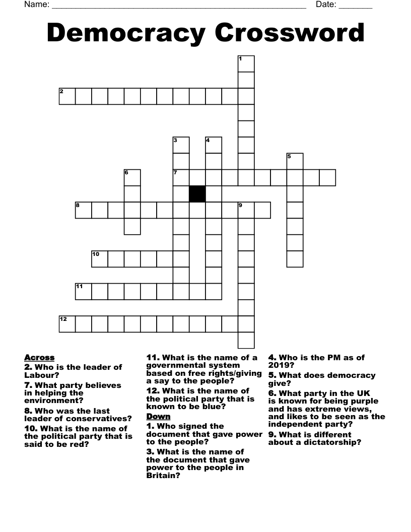 Democracy Crossword