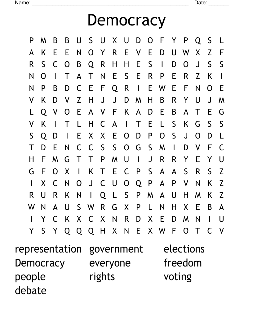 Democracy  Word Search