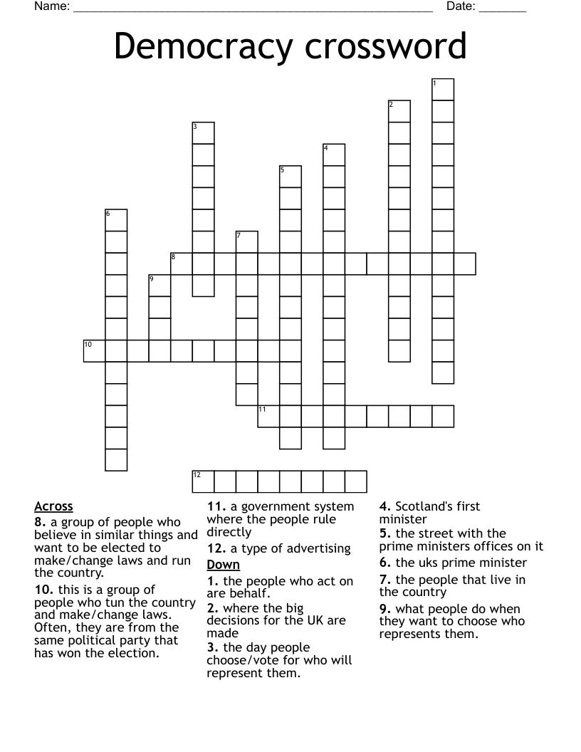 Democracy crossword 
