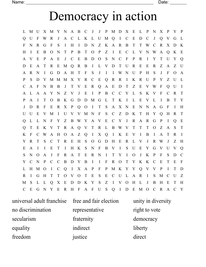 Democracy in action Word Search
